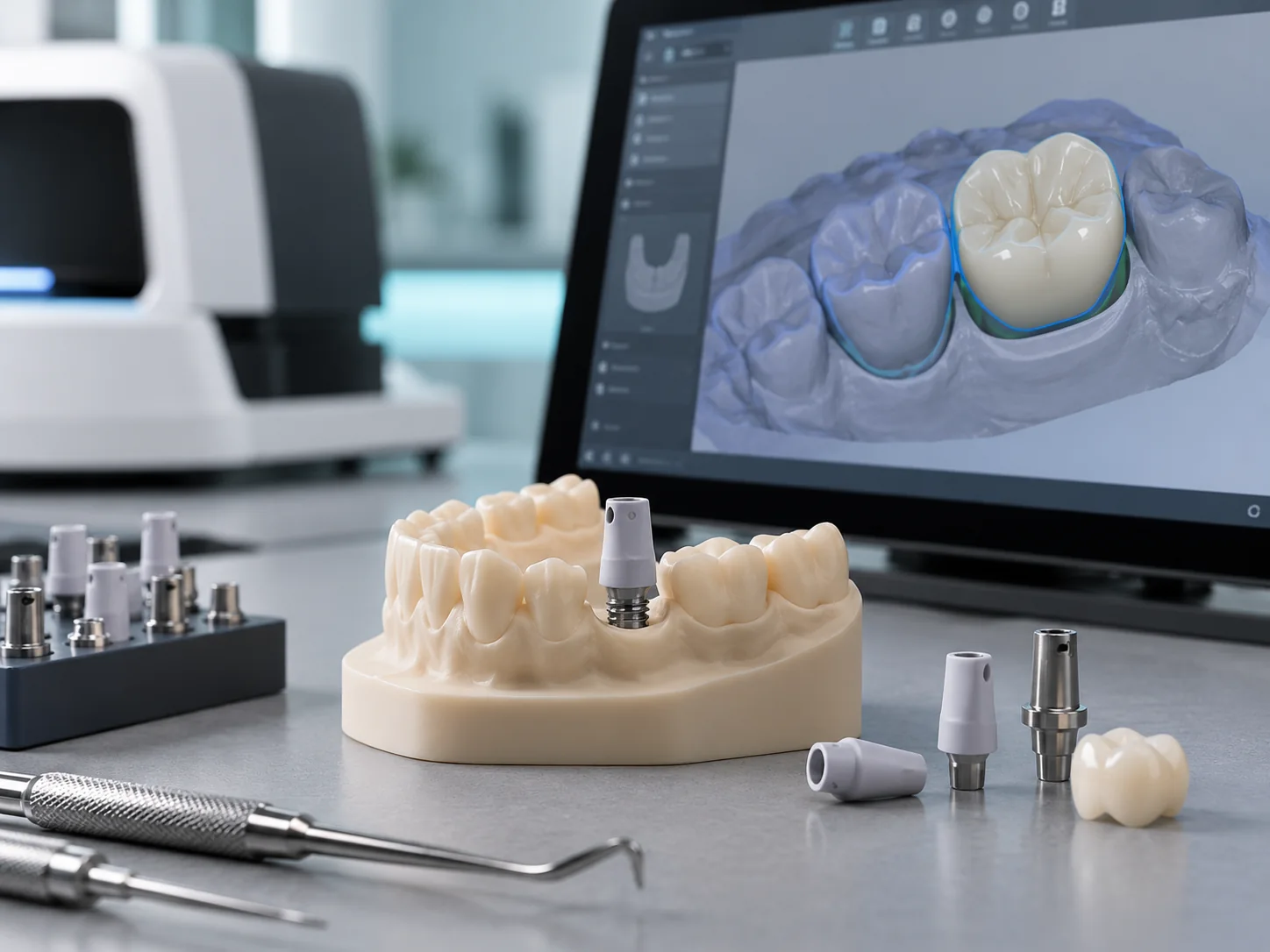Digital dental workflow and laboratory production illustration